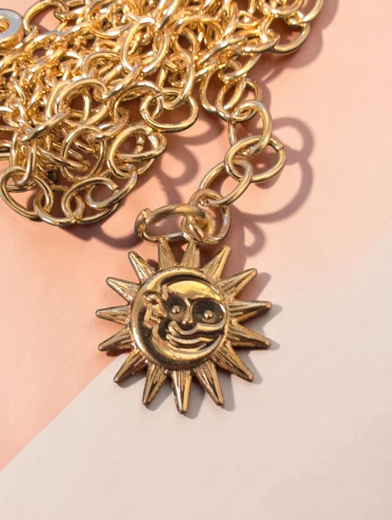 Boho Sunburst Chain Belt Celestial Gold Layered Festival Western Coachella NWT - Picture 6 of 11